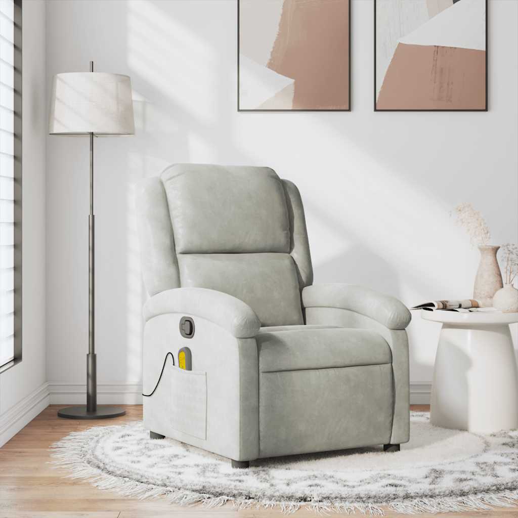 Fauteuil de massage inclinable gris clair velours