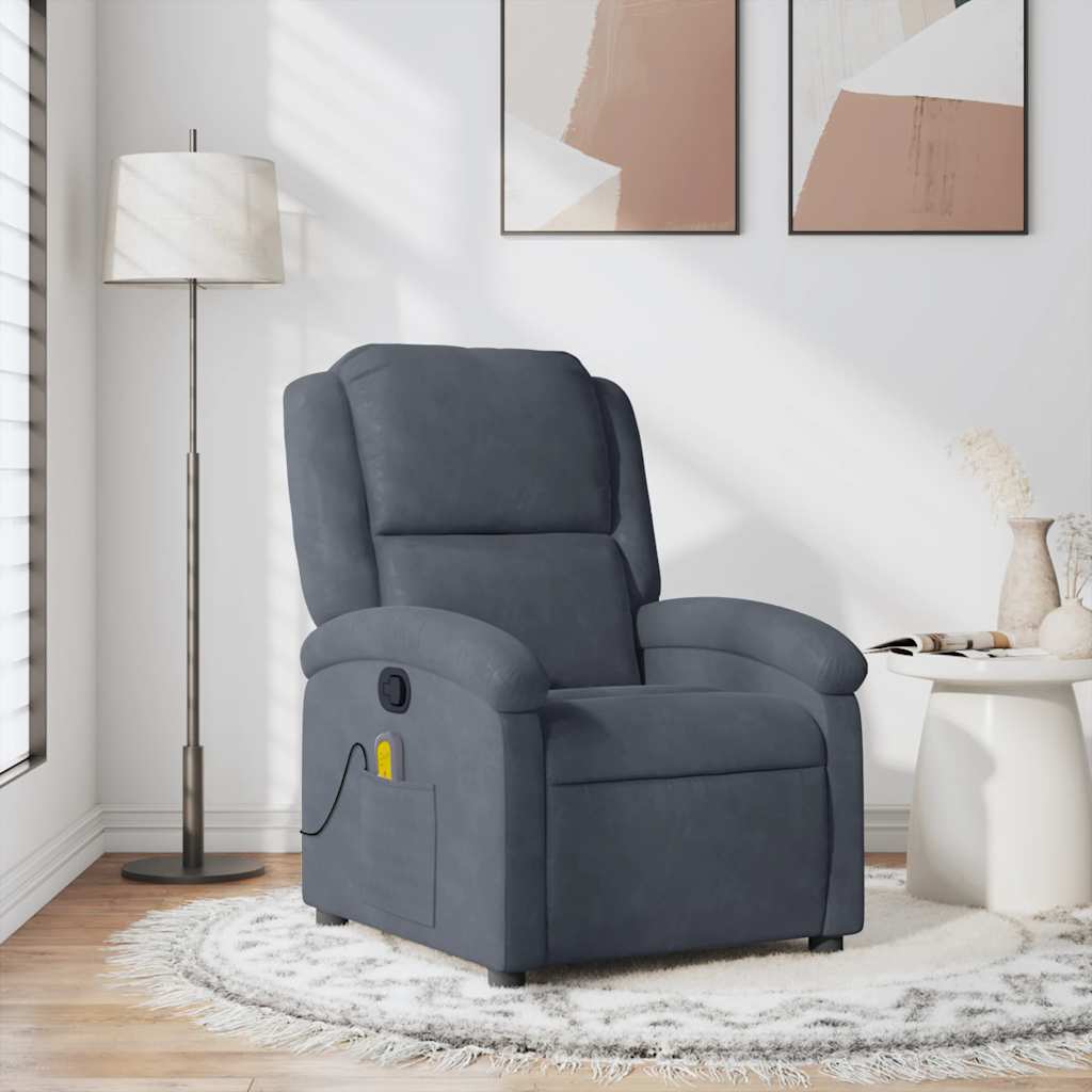 Fauteuil de massage inclinable gris foncé velours