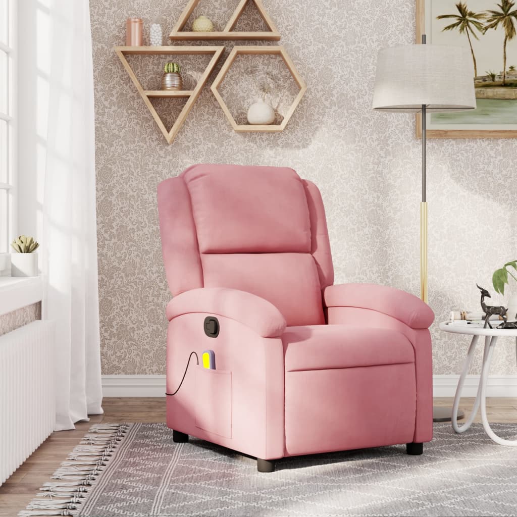 Fauteuil de massage inclinable rose velours