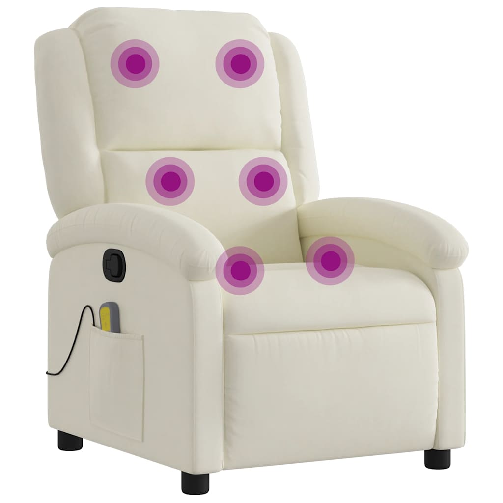 Fauteuil de massage inclinable crème velours