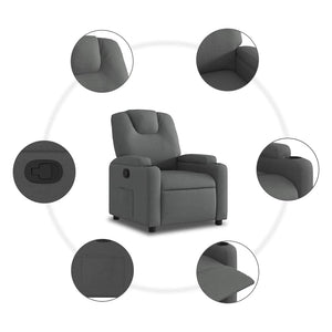 Fauteuil inclinable en tissu gris foncé