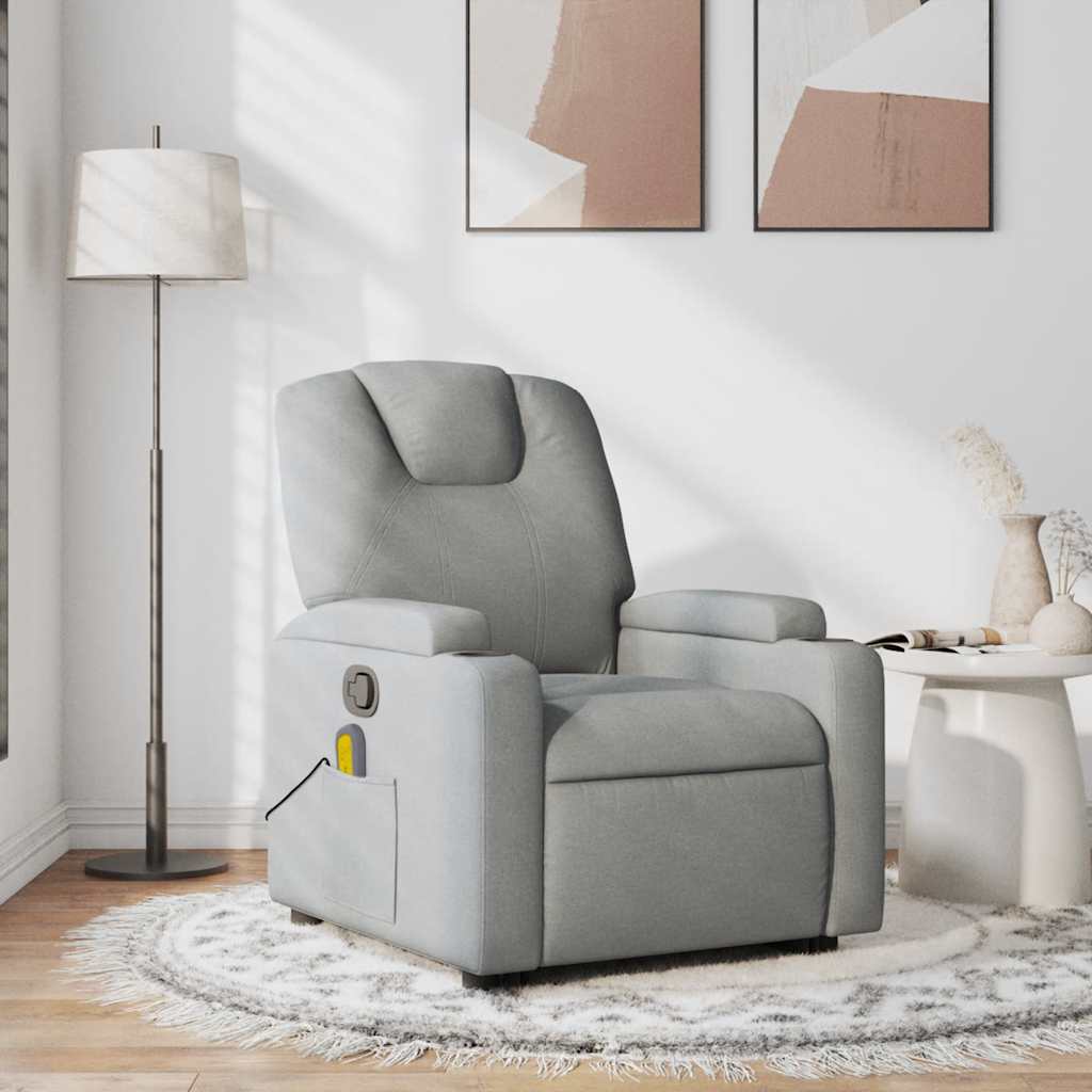 Fauteuil de massage inclinable Gris clair Tissu
