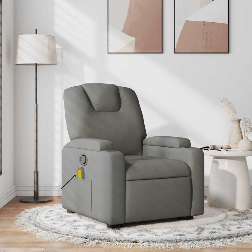 Fauteuil de massage inclinable Gris foncé Tissu