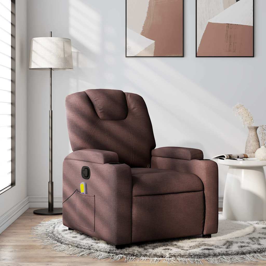 Fauteuil de massage inclinable Marron foncé Tissu