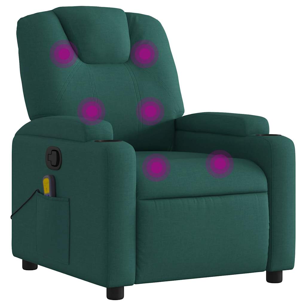 Fauteuil de massage inclinable Vert foncé Tissu