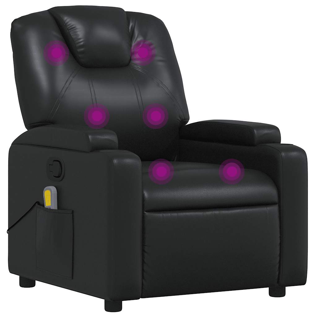 Fauteuil de massage inclinable Noir Similicuir