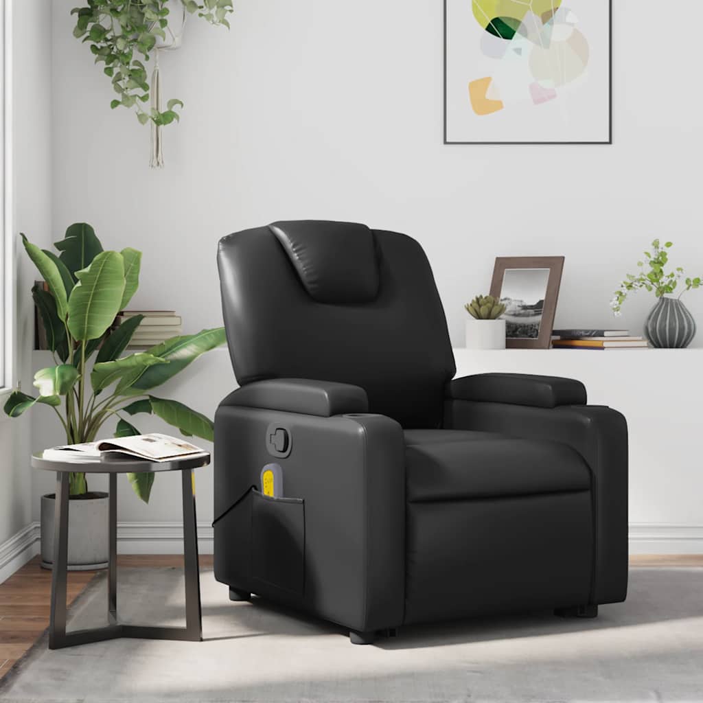 Fauteuil de massage inclinable Noir Similicuir