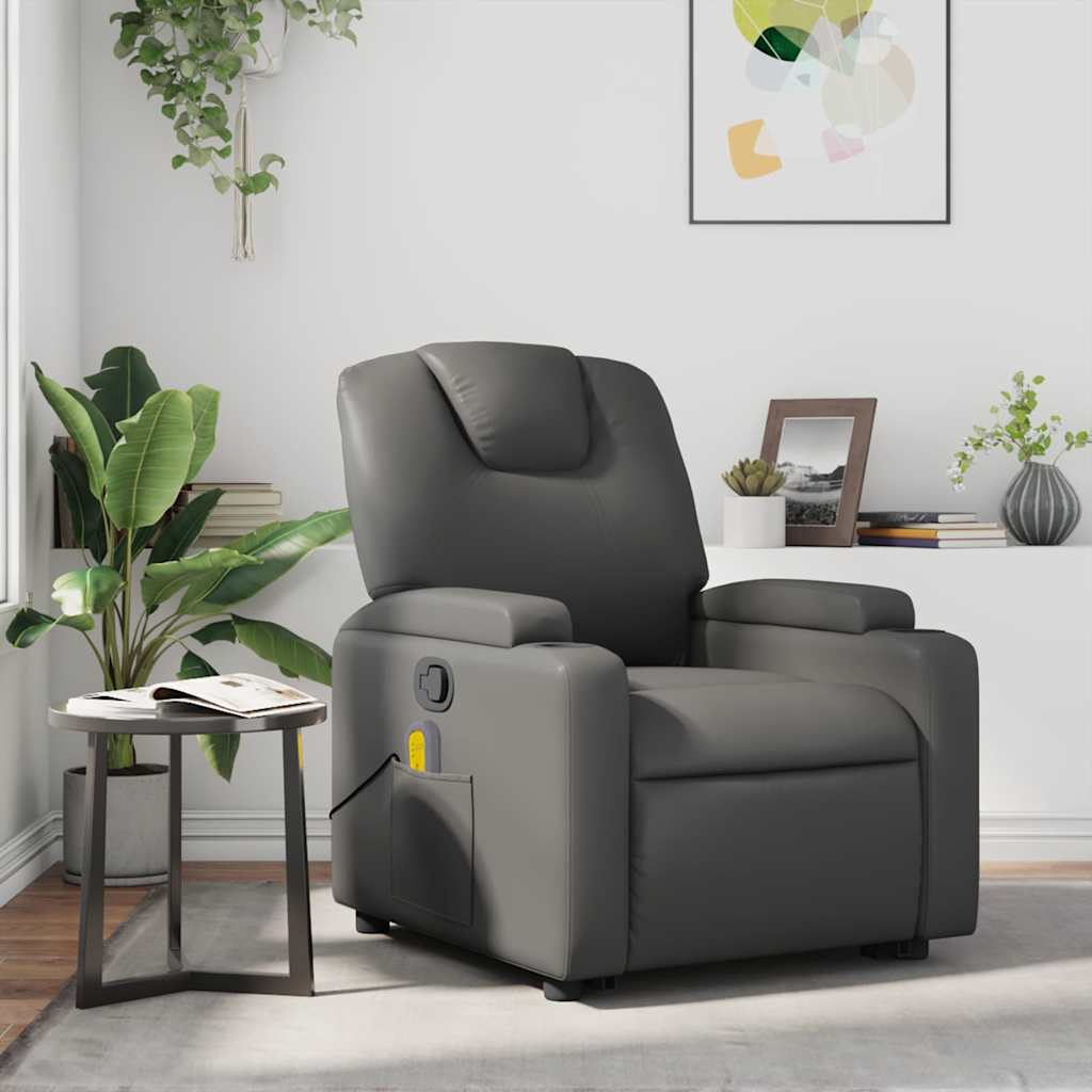Fauteuil de massage inclinable Gris Similicuir