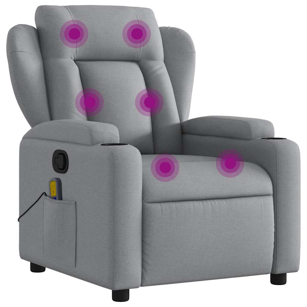 Fauteuil de massage inclinable Gris clair Tissu