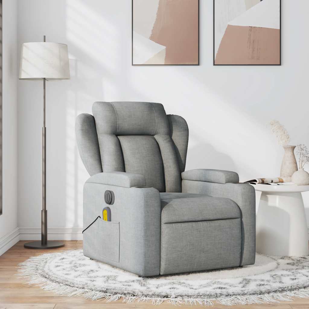Fauteuil de massage inclinable Gris clair Tissu