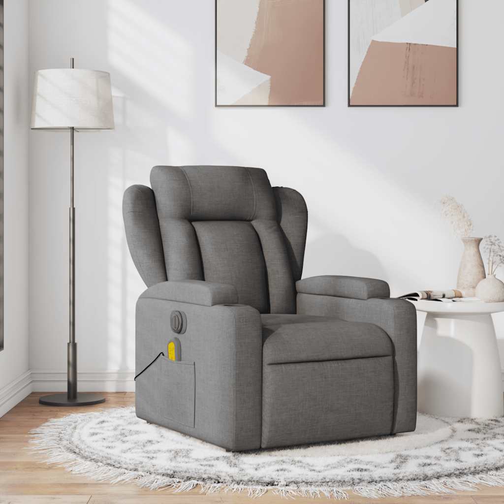 Fauteuil de massage inclinable Gris foncé Tissu