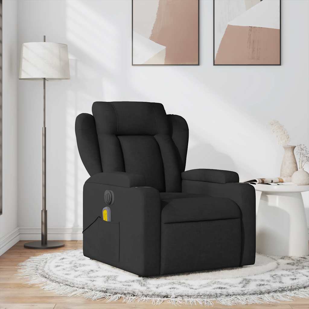 Fauteuil de massage inclinable Noir Tissu