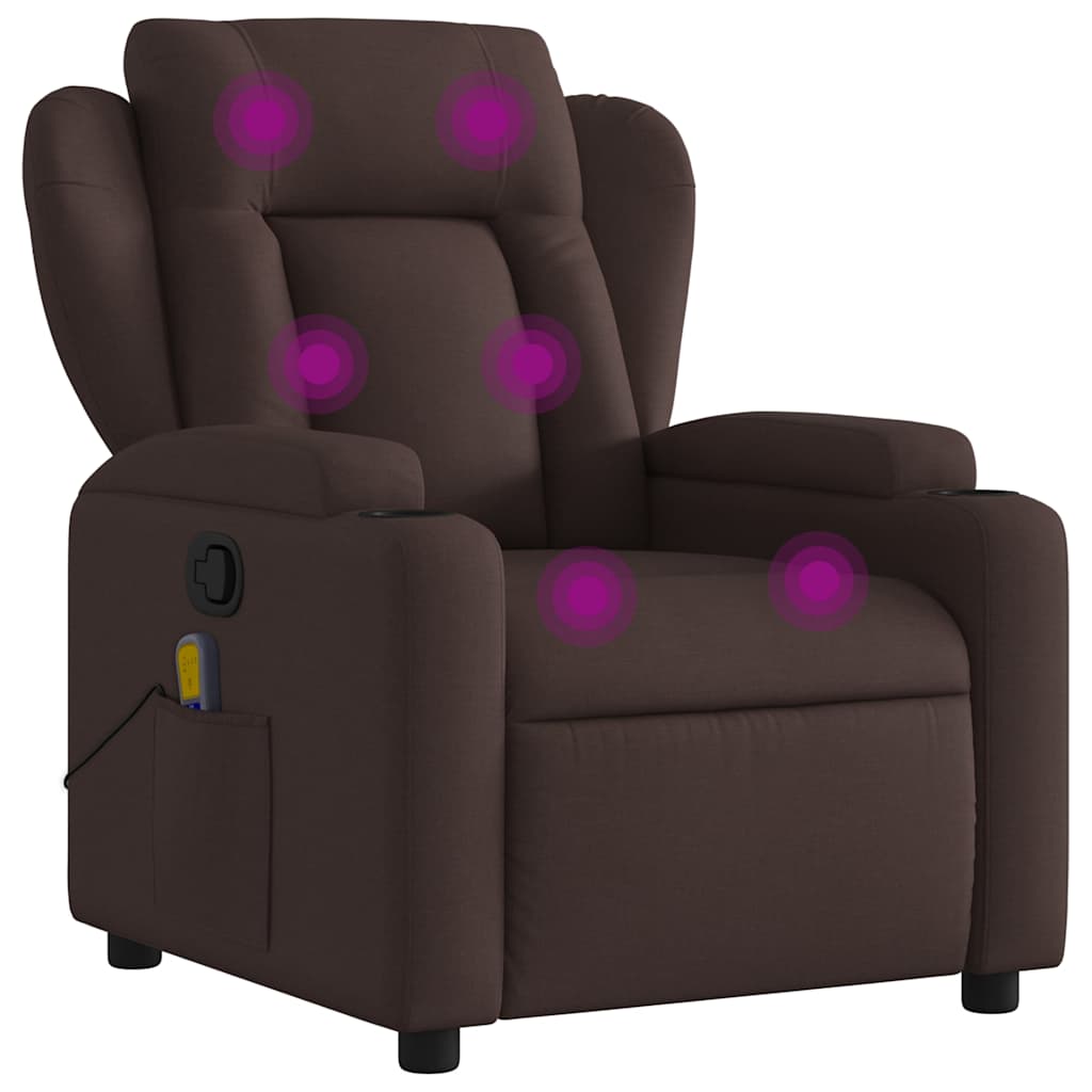 Fauteuil de massage inclinable Marron foncé Tissu