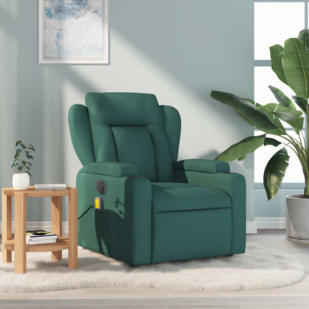 Fauteuil de massage inclinable Vert foncé Tissu