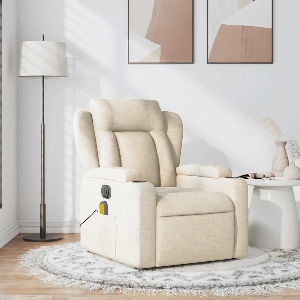 Fauteuil de massage inclinable Crème Tissu
