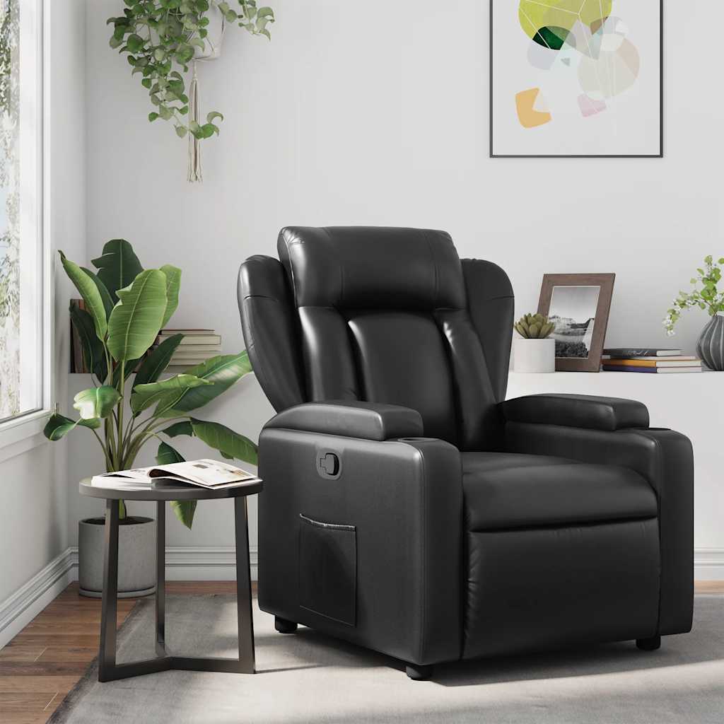 Fauteuil inclinable en similicuir noir