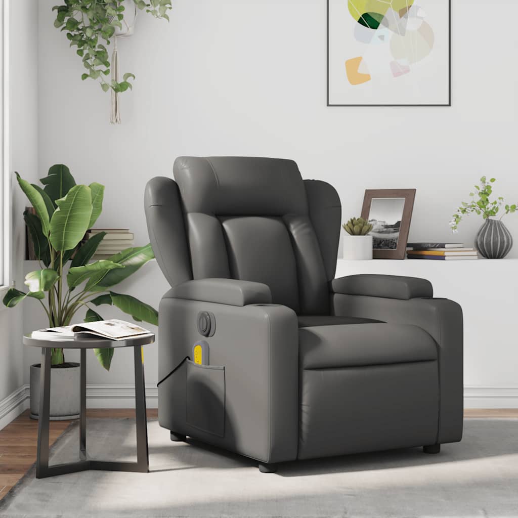 Fauteuil de massage inclinable Gris Similicuir