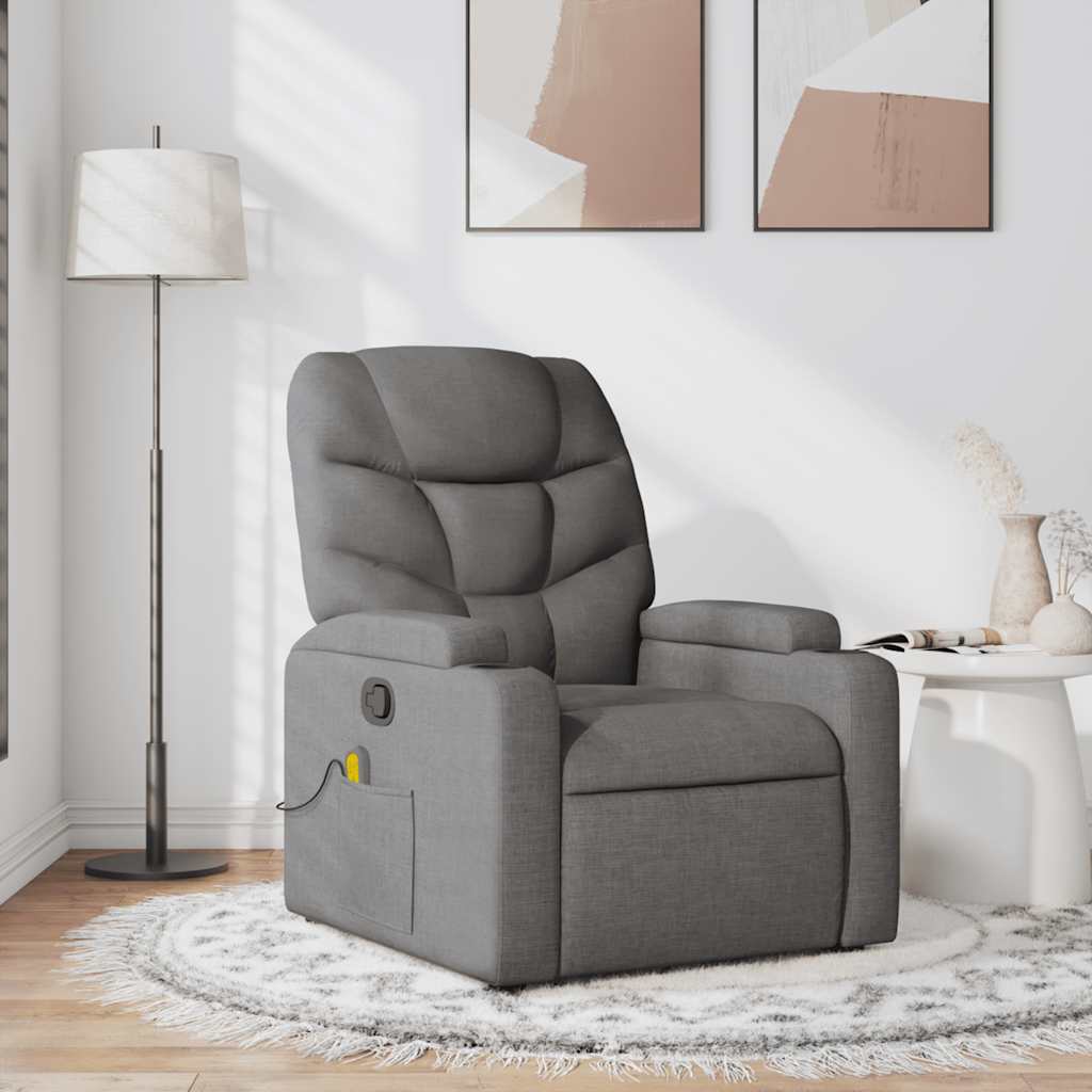 Fauteuil de massage inclinable Gris foncé Tissu
