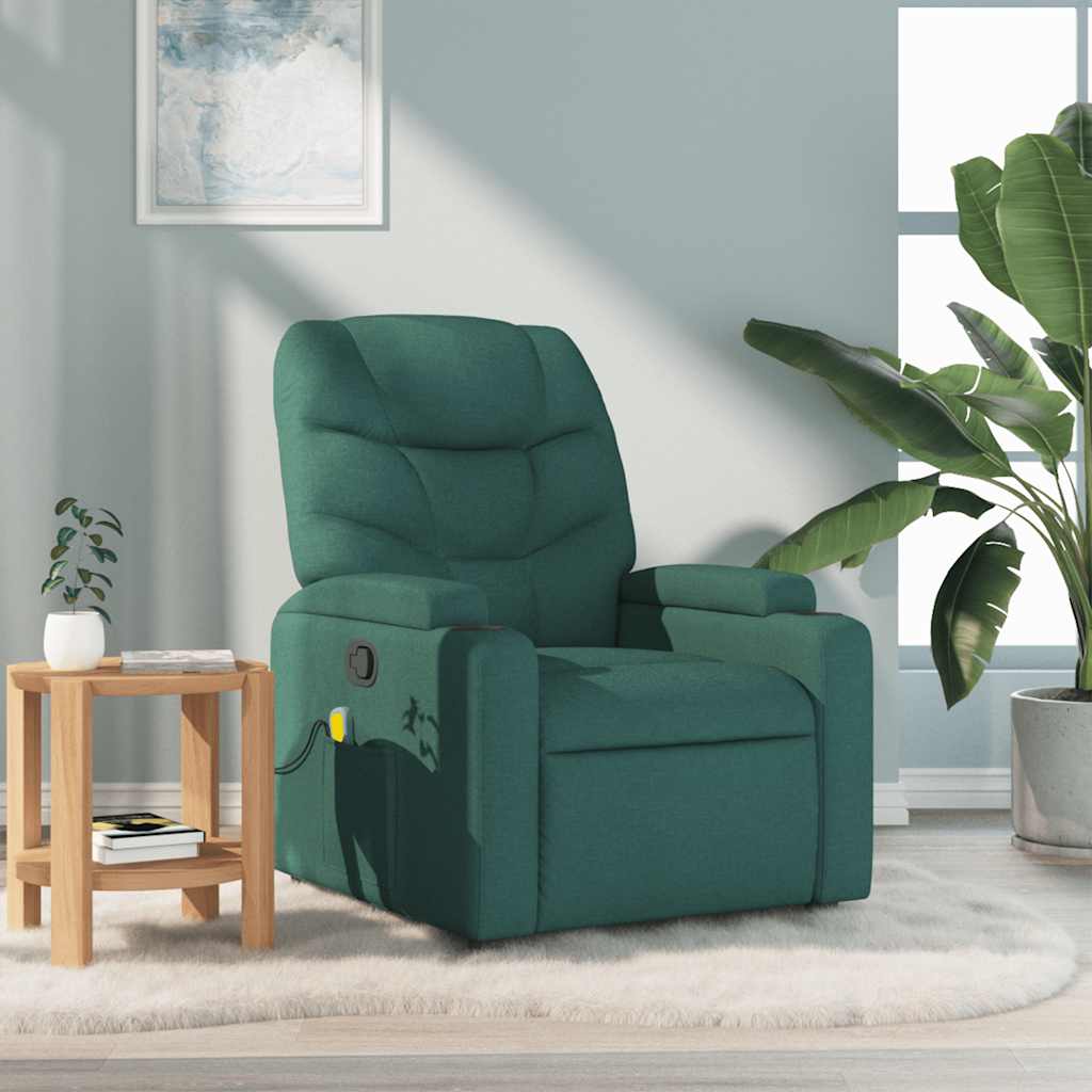 Fauteuil de massage inclinable Vert foncé Tissu
