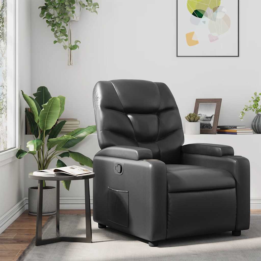 Fauteuil inclinable en similicuir noir