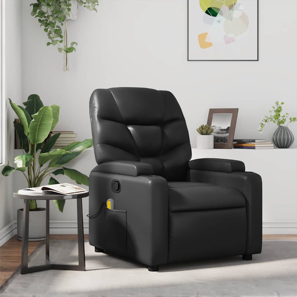 Fauteuil de massage inclinable Noir Similicuir