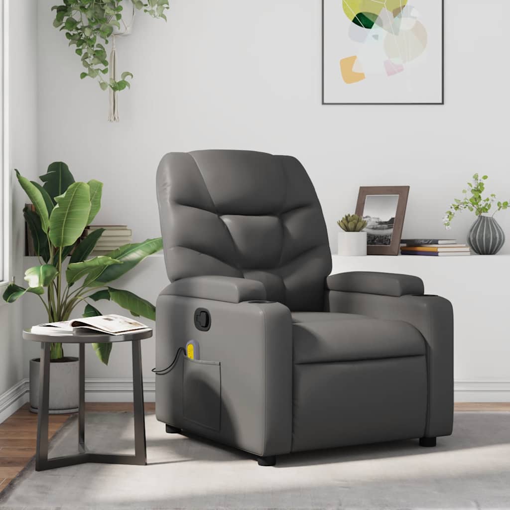 Fauteuil de massage inclinable Gris Similicuir