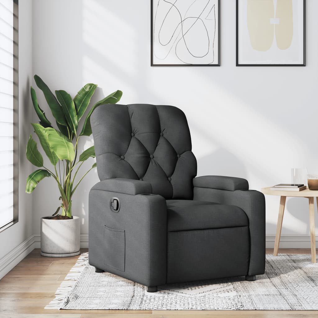 Fauteuil inclinable en tissu gris foncé