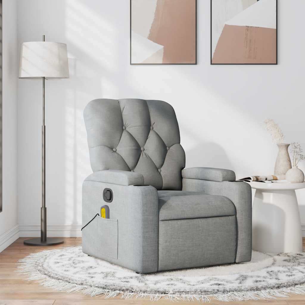 Fauteuil de massage inclinable Gris clair Tissu