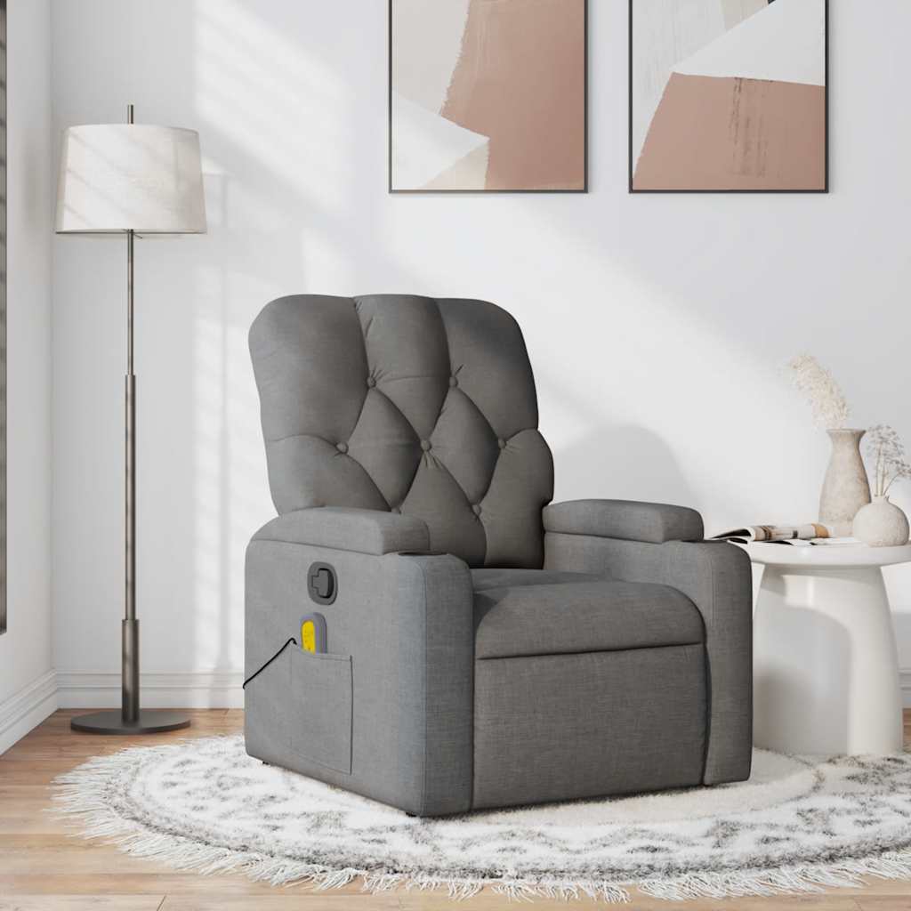 Fauteuil de massage inclinable Gris foncé Tissu