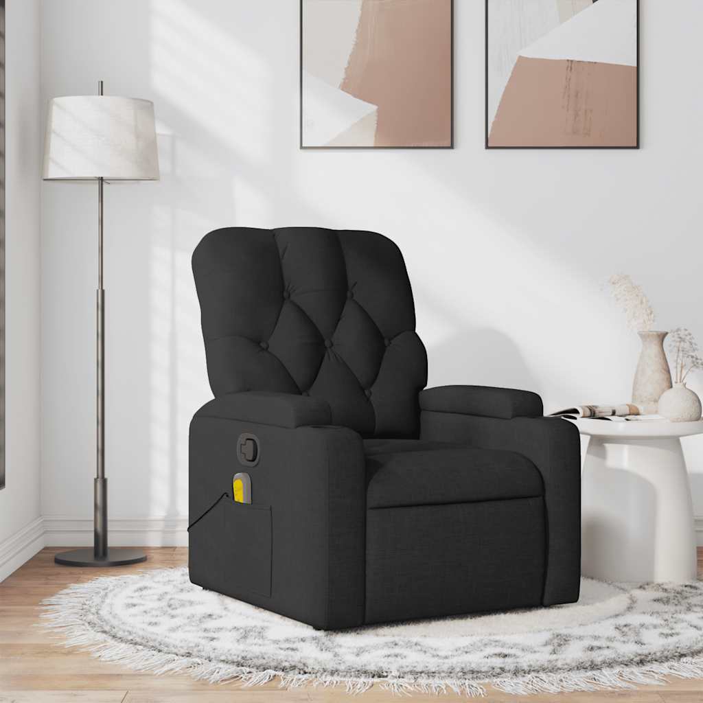 Fauteuil de massage inclinable Noir Tissu