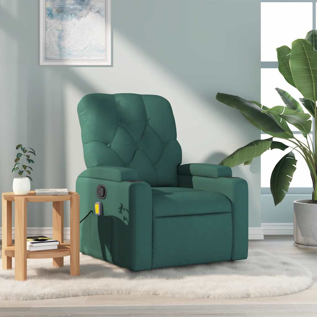 Fauteuil de massage inclinable Vert foncé Tissu