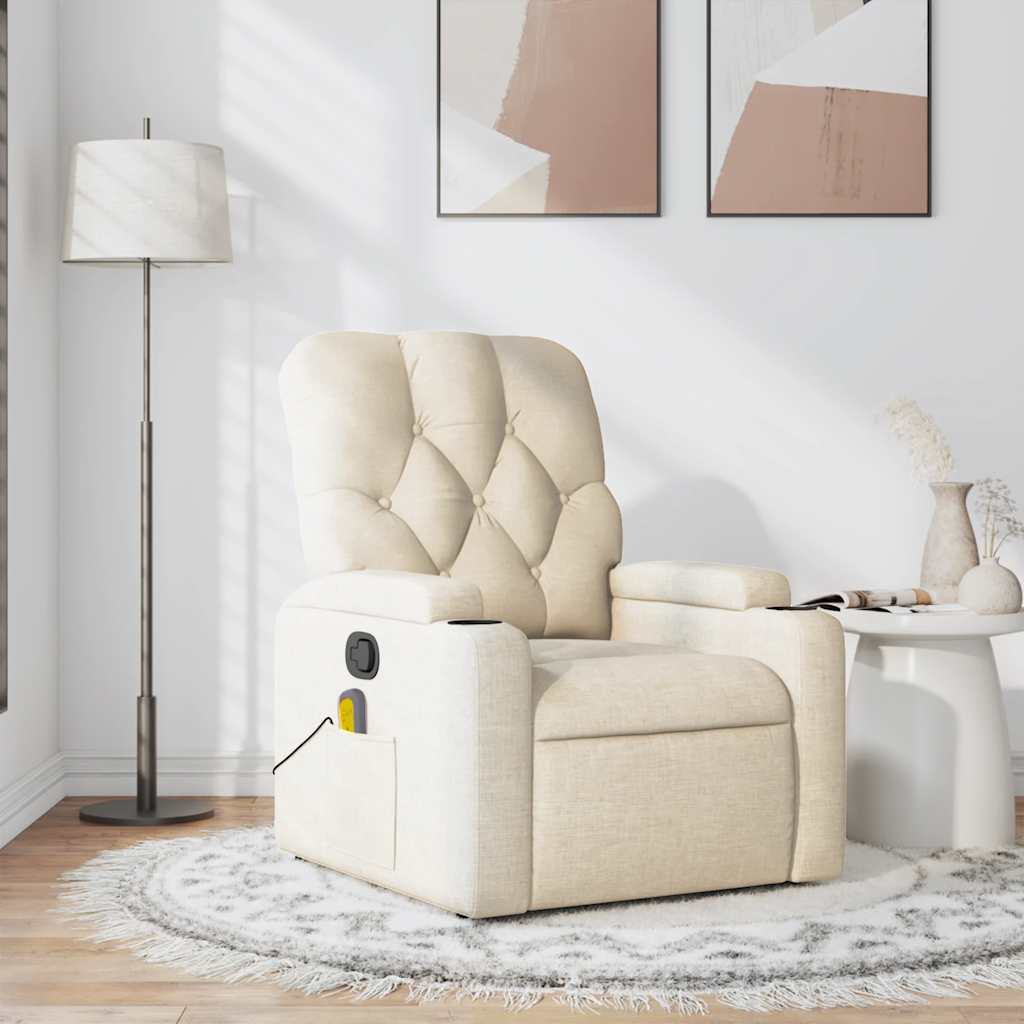 Fauteuil de massage inclinable Crème Tissu