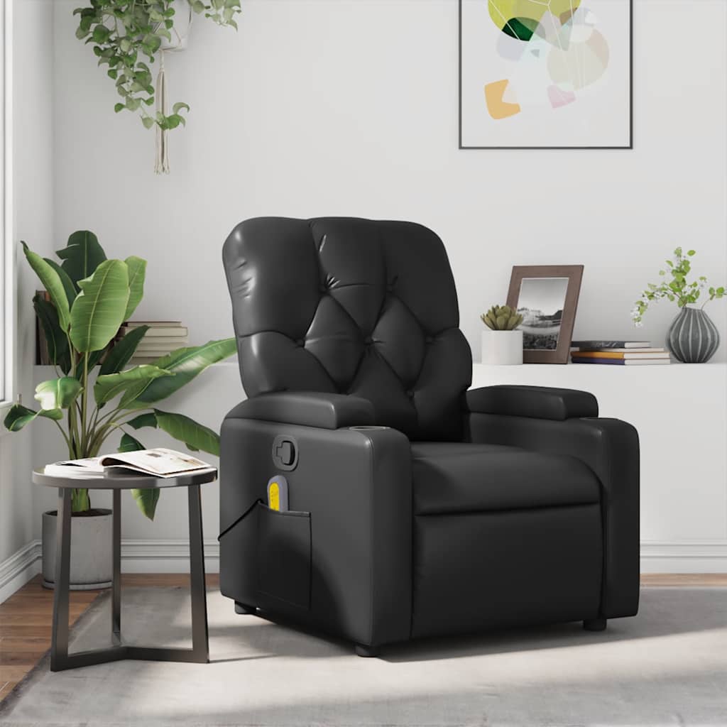 Fauteuil de massage inclinable Noir Similicuir