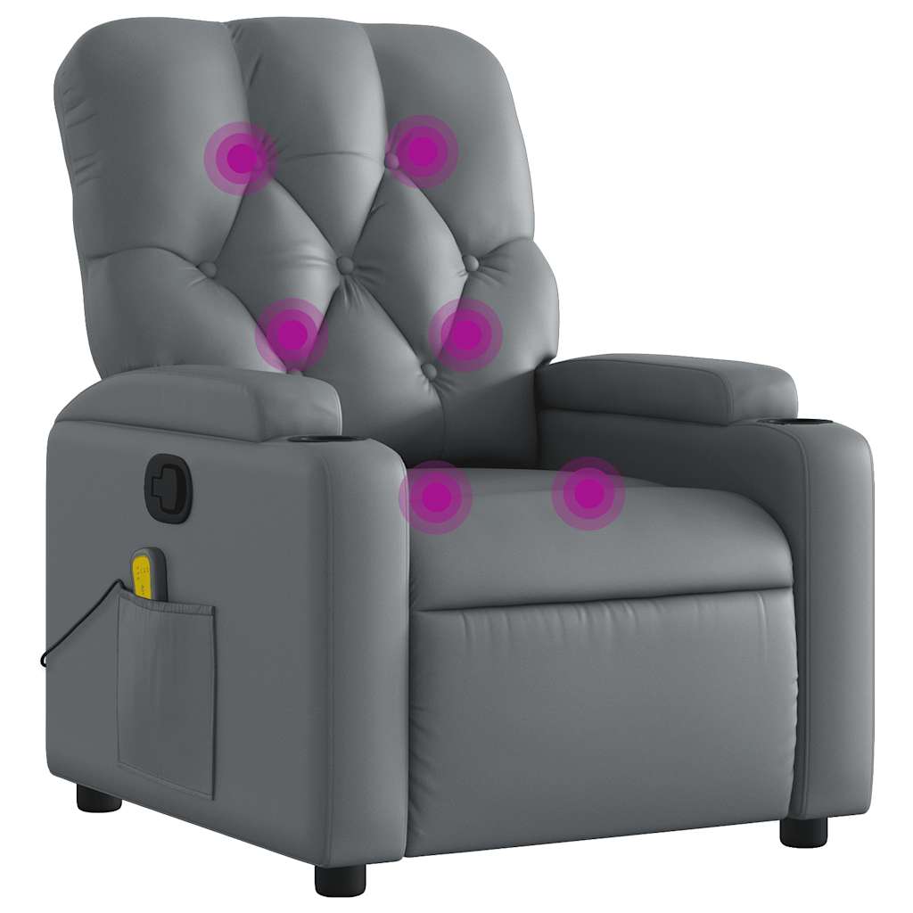 Fauteuil de massage inclinable Gris Similicuir