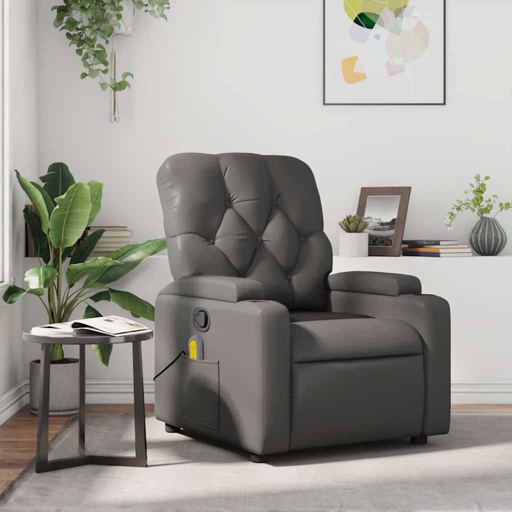 Fauteuil de massage inclinable Gris Similicuir