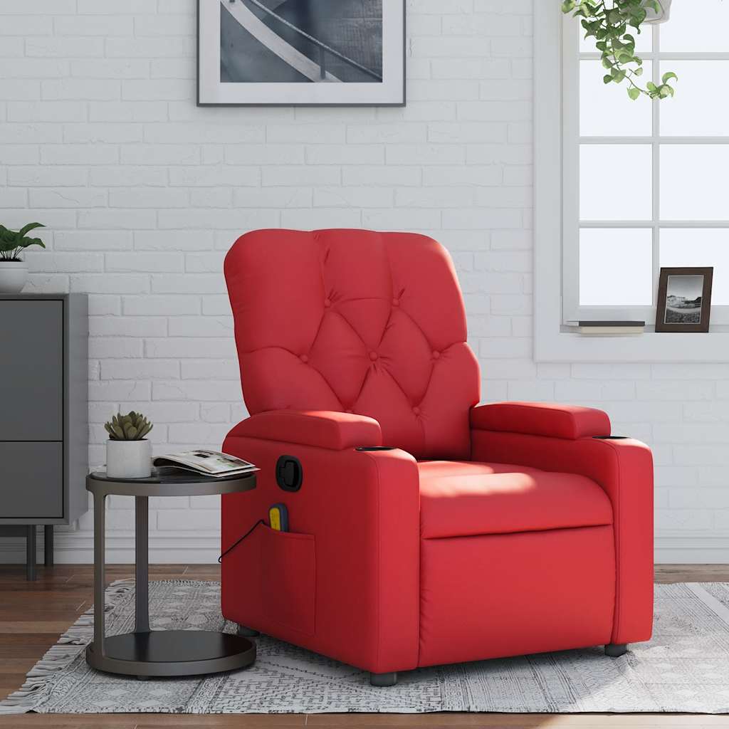 Fauteuil de massage inclinable rouge similicuir