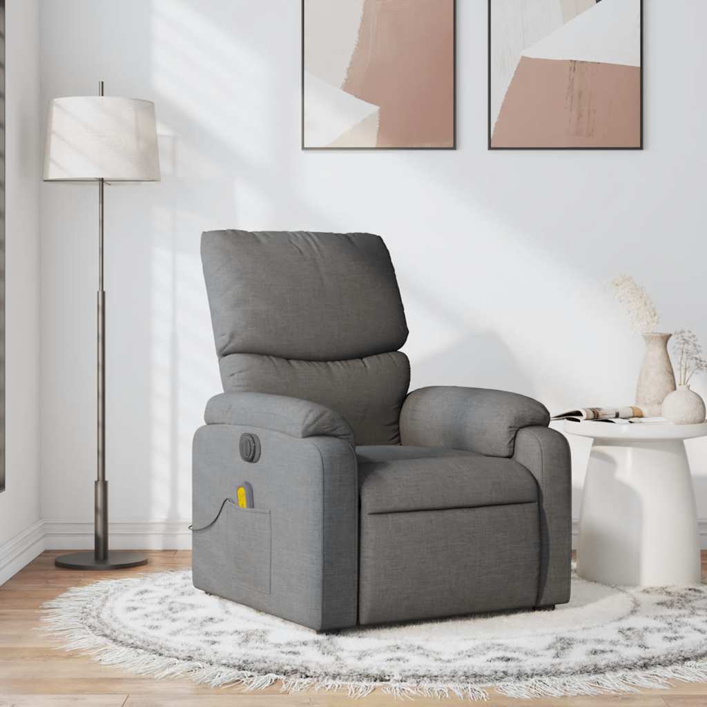 Fauteuil de massage inclinable Gris foncé Tissu