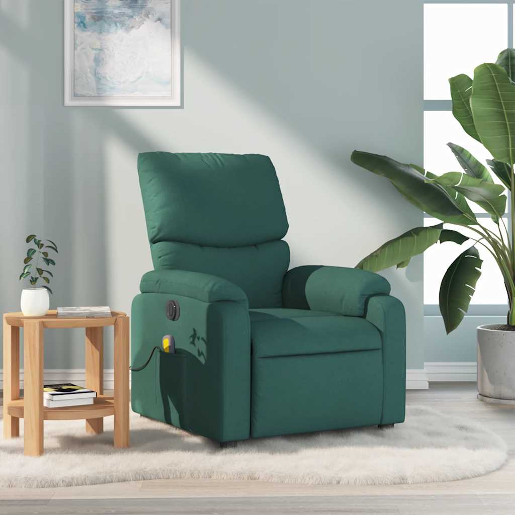 Fauteuil de massage inclinable Vert foncé Tissu