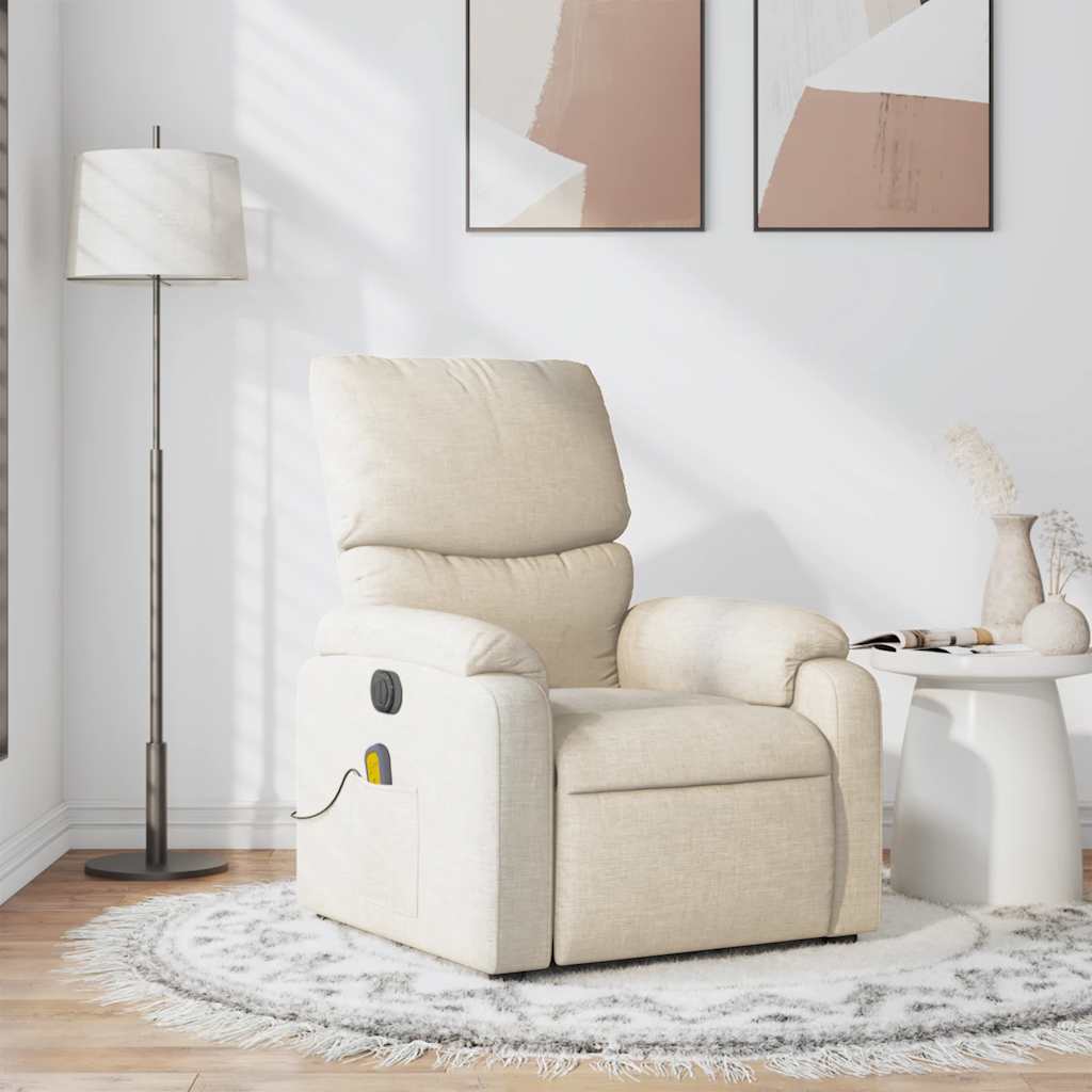 Fauteuil de massage inclinable Crème Tissu