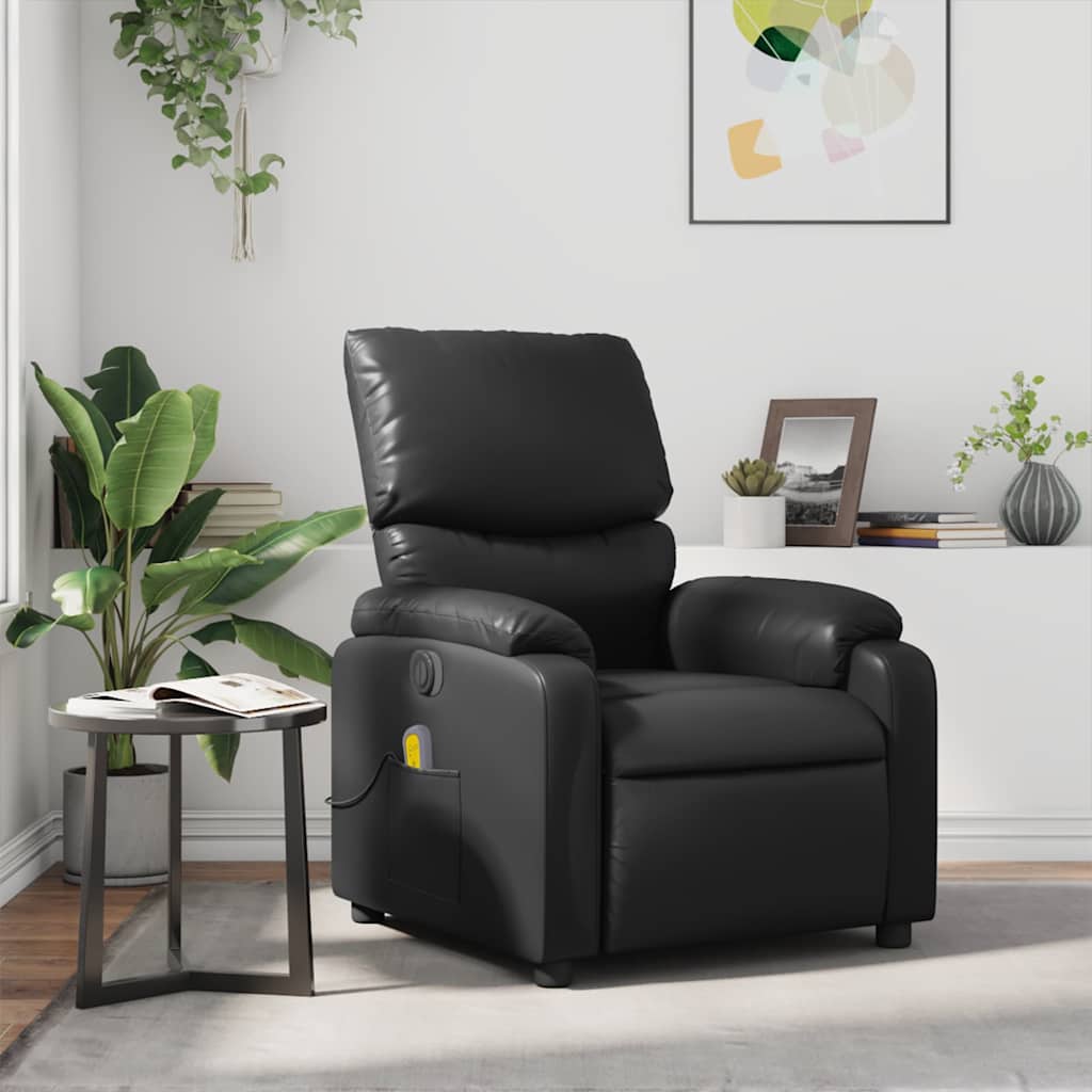 Fauteuil de massage inclinable Noir Similicuir
