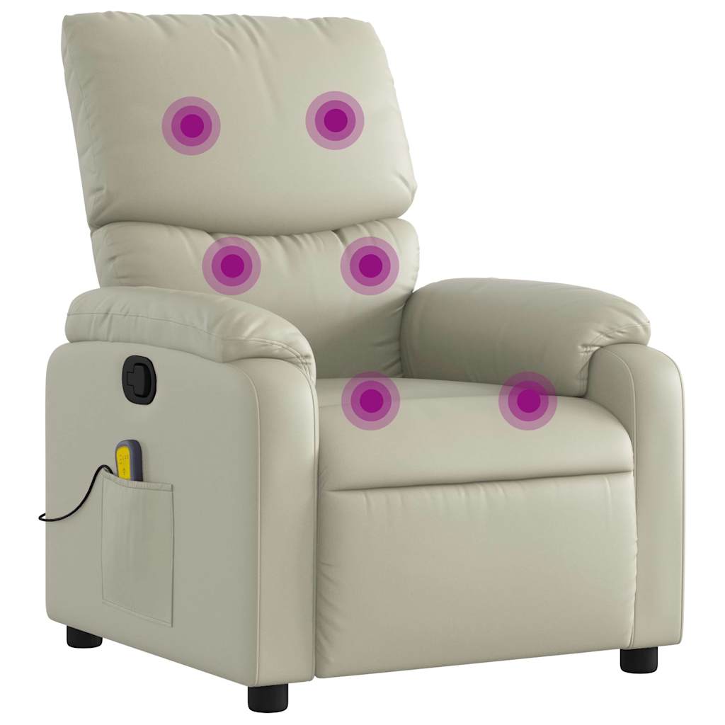 Fauteuil inclinable de massage Crème Similicuir