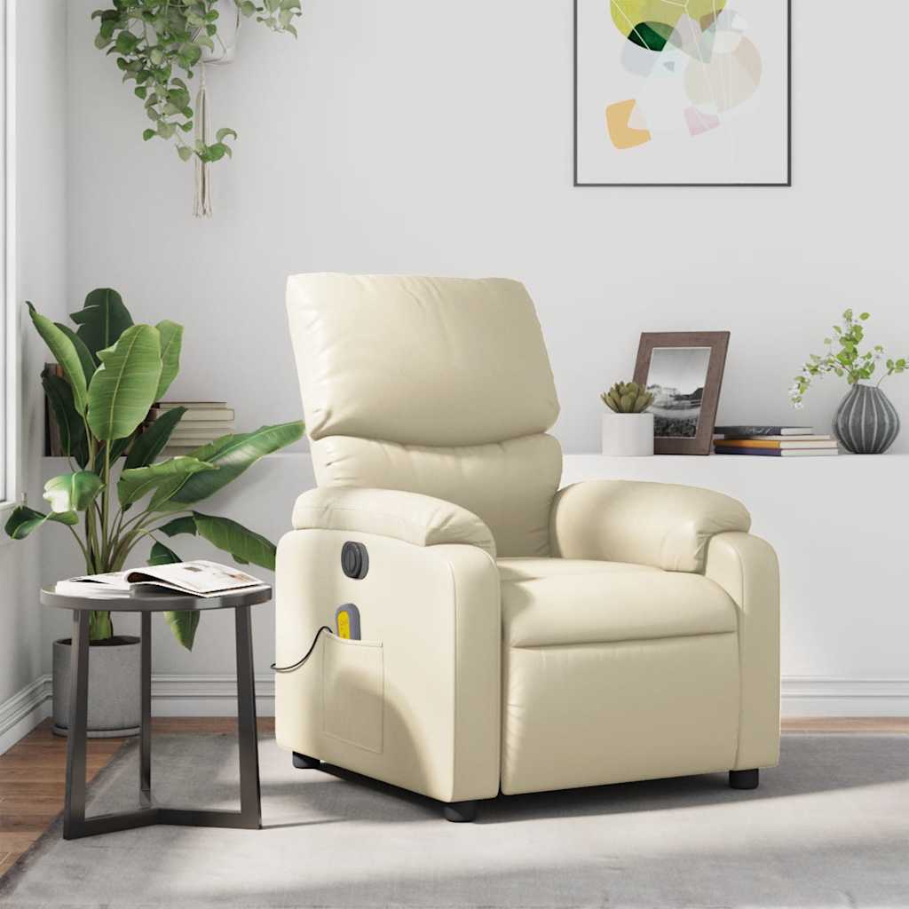 Fauteuil inclinable de massage Crème Similicuir