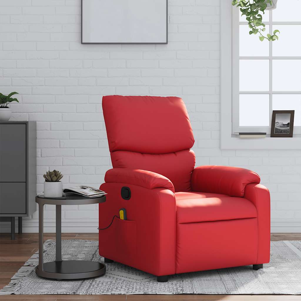 Fauteuil de massage inclinable rouge similicuir