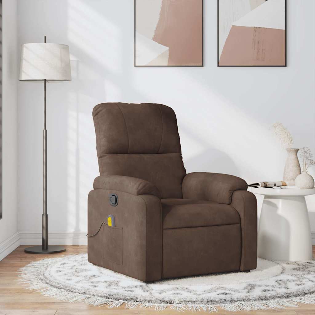 Fauteuil inclinable de massage marron tissu microfibre