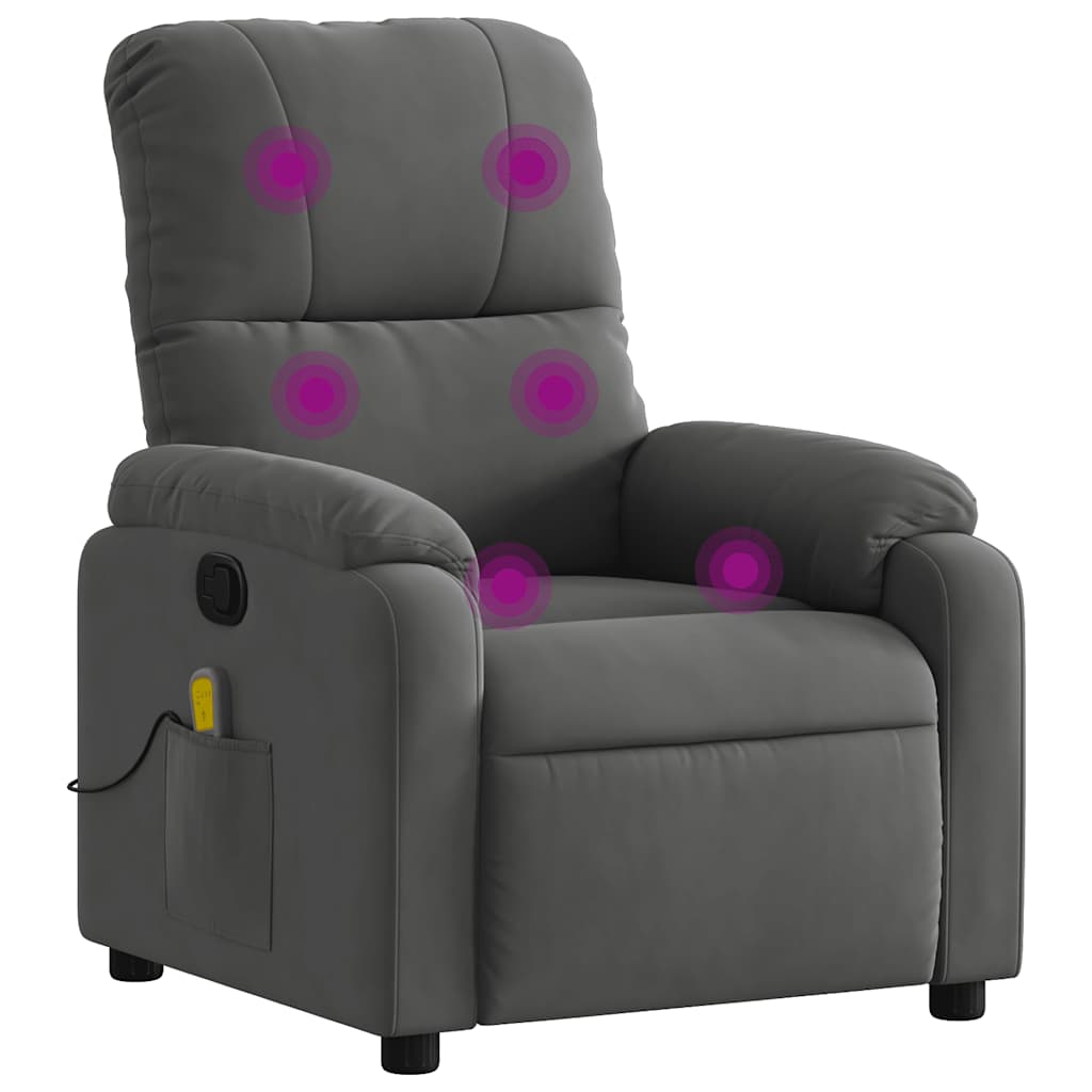 Fauteuil inclinable de massage gris foncé tissu microfibre