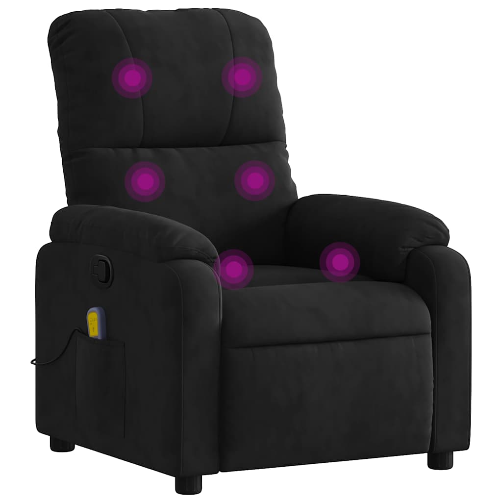 Fauteuil inclinable de massage noir tissu microfibre