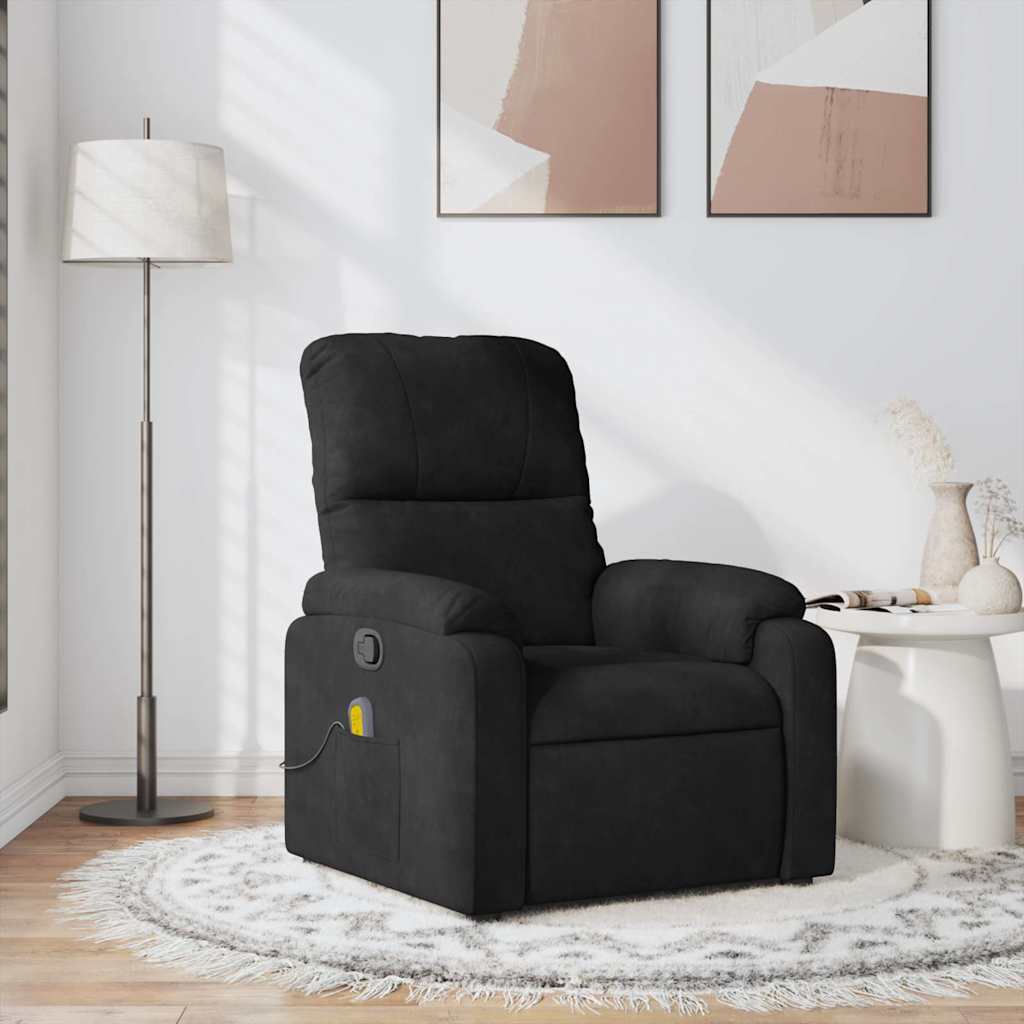 Fauteuil inclinable de massage noir tissu microfibre