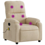 Fauteuil inclinable de massage crème tissu microfibre