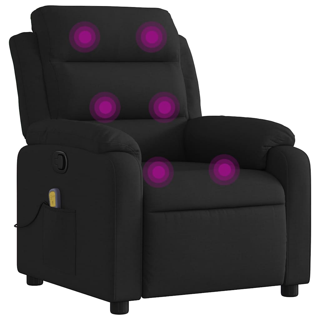 Fauteuil de massage inclinable Noir Tissu