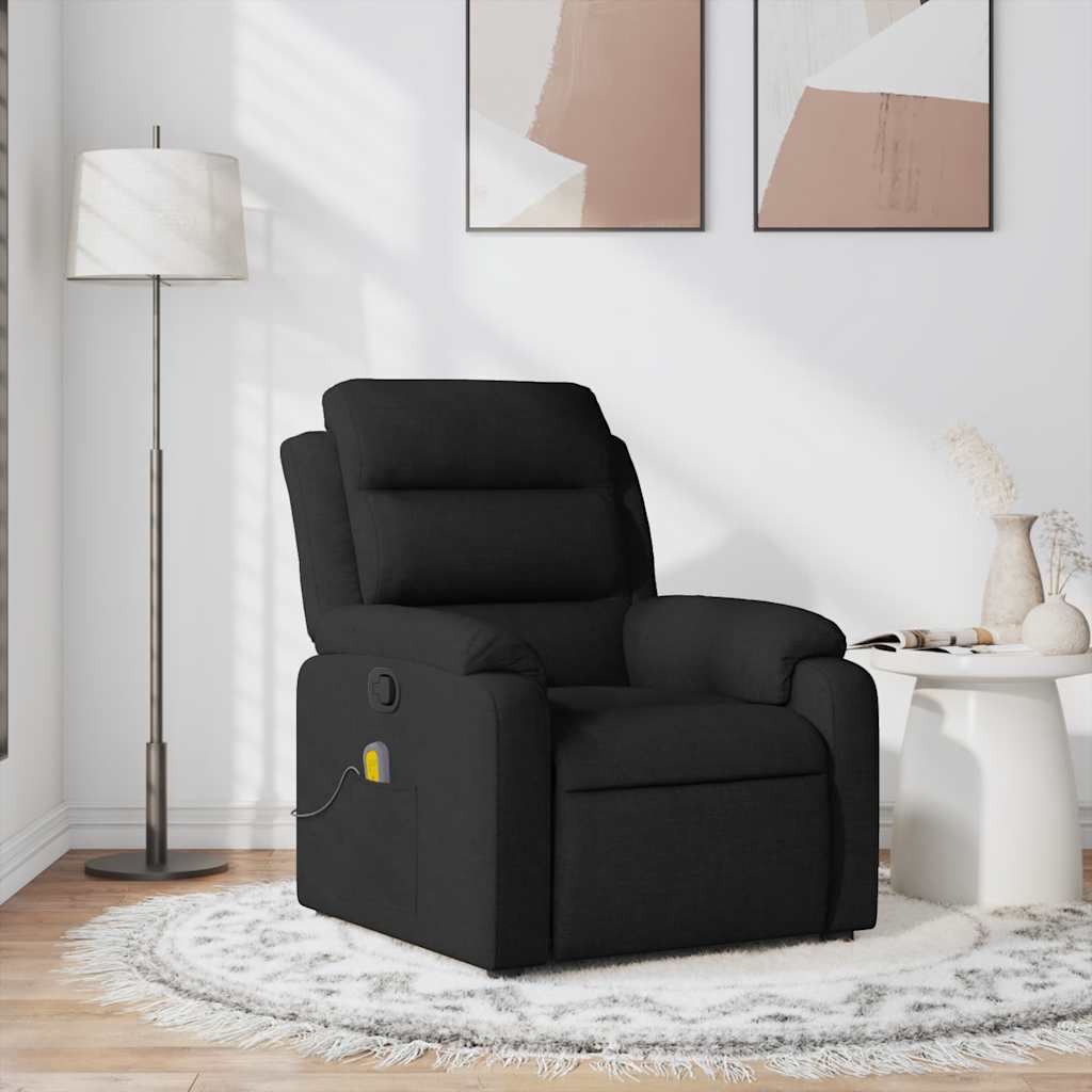Fauteuil de massage inclinable Noir Tissu